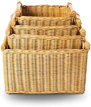The Basket Lady Deep Pole Handle Wicker Storage Basket, M, Sandstone - Image 5