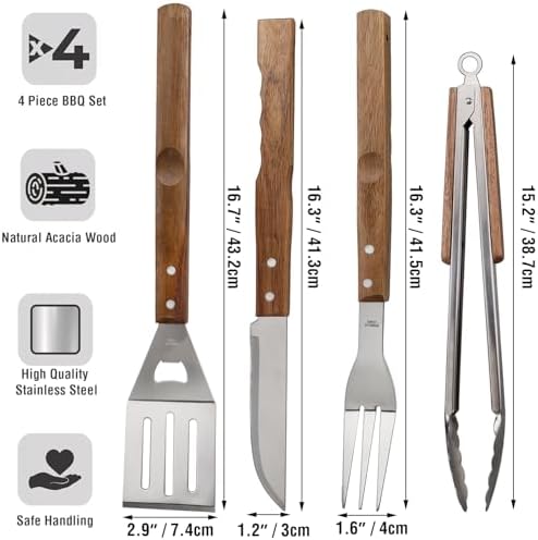 5pcs BBQ Grill Accessories Set - Stainless Steel Grilling Tools - Image 3
