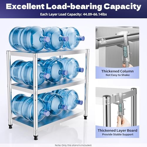 Stainless Steel Table, 3-Shelf Adjustable Heavy Duty Storage Shelving Unit, BBQ Prep Table 31.49 * 31.49 * 15.74in for Garage, Home, Warehouse, and Kitchen - Image 2