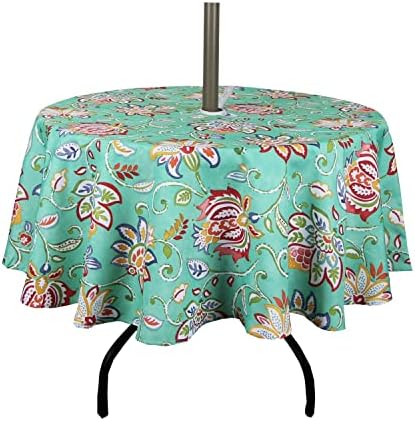 EHouseHome Outdoor and Indoor 60inch Round Tablecloth with Umbrella Hole and Zipper, Waterproof Zippered Patio Cloths, Spring/Summer Table Covers for Backyard Circular Table/BBQs/Picnic by EHouseHome