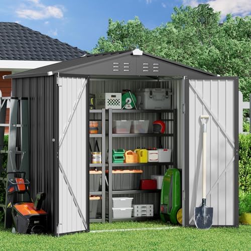 Gizoon 6 x 4 FT Outdoor Storage Shed, Metal Garden Shed, Dark Gray by Gizoon