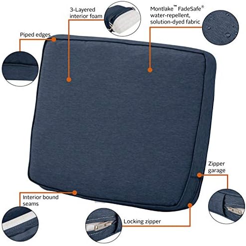 Classic Accessories Montlake Water-Resistant 19 x 20 x 4 Inch Patio Lounge Back Cushion, Heather Indigo Blue, Outdoor Loveseat Cushions - Image 4