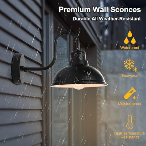 Barn Light Outdoor Wall Lights 8" Exterior Lighting Fixtures 2 Pack - Image 3