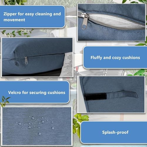 5 Pcs Metal Outdoor Patio Furniture Set with 48"/55000 BTU Outdoor Round Propane Fire Pit Table,Patio Conversation Sets 4 Fixed Chairs No-Slip Cushions and Waterproof Covers,NavyBlue - Image 2
