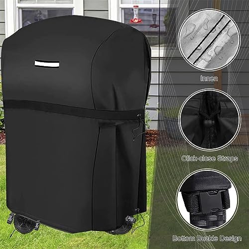 30 Inch BBQ Gas Grill Cover for Outside Grill, Heavy Duty Waterproof UV-Resistant Electric Smoker Cover with Straps and Buckle for Weber Char-Broil Nexgrill and More Grills with Collapsed Side Tables - Image 3