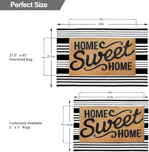 Halloween Door Mat 27.5"x43" Black and White Outdoor Rug Fall Porch Decor - Image 2