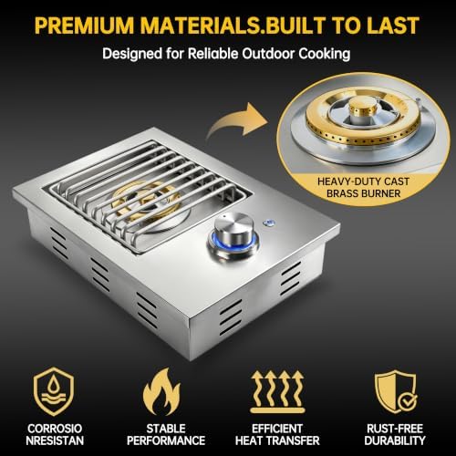 Built-In Single Side Burner for Outdoor Kitchen, 17,500 BTU Natural Gas - Image 6