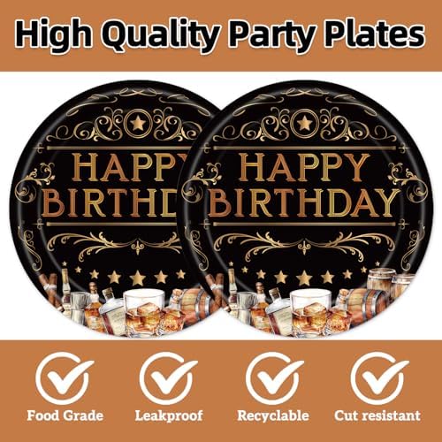 40pcs Whiskey Birthday Party Decorations Whiskey Plates and Napkins Aged to Perfection Birthday Decorations for Men,Suitable for 20 Guests - Image 3