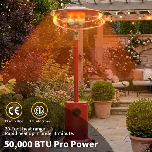 Ignovate Crimson 50,000 BTU Propane Patio Heater with Rain Cover, Multiple Color Available, Outdoor Heater with Weighted Base, Adjustable Heat Control & Safety Shut-Off for Patio & Restaurant - Image 4