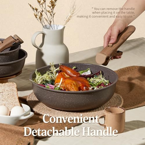 CAROTE 21pcs Pots and Pans Set Non Stick, Detachable Handle Cookware - Image 6