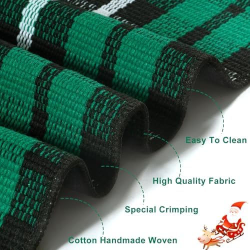OJIA Christmas Outdoor Rug 3'x5' Front Door Mat Green Plaid Rug Porch Decor - Image 4