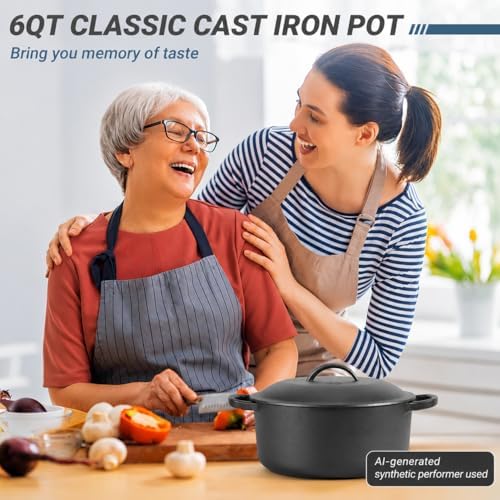 Northriver Casting 6 QT Basics Cast Iron Dutch Oven Pot with Lid and Dual Handles, Oven Safe up to 500°F Large Cooking Pan,Bread Oven - Image 6