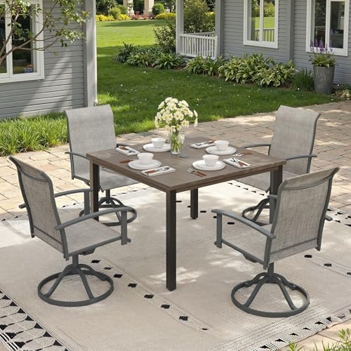 Outdoor Dining Table with Adjustable Umbrella Hole, 40.2" All-Weather Square Patio Dining Table for 4, Metal Patio Table for Garden Lawn Porch Deck Yard, Grey - Image 4