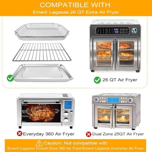 GWY Baking Tray Basket Wire Rack Set for Emeril Lagasse 26 QT Convection Toaster Oven Extra Large Air Fryer With French Doors Tray Set Accessories Grill Plate Crisper Plate Replacement Parts - Image 5
