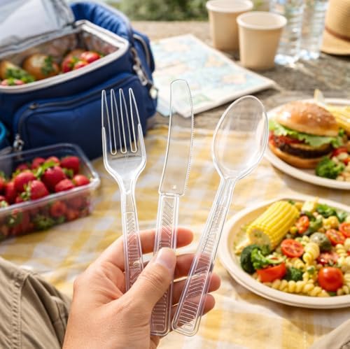 Party Dimensions 3000 Count Plastic Cutlery Combo Case, Disposable Clear Plastic Silverware Utensils Set, 1000 Forks, 1000 Spoons, 1000 Knives - Image 5