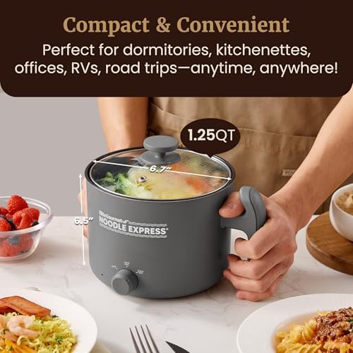 Elite Gourmet Noodle Express Electric Hot Pot, Ceralast Non-Stick, Grey, 1.3 Quarts (Pack of 12) - Image 5