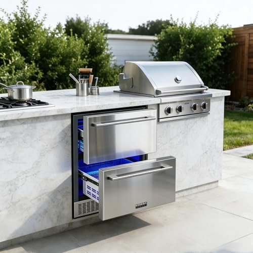 BODEGA 24 Inch Beverage Fridge under Counter, 2 Drawer Outdoor Coolers for Patio and Deck Weatherproof, Stainless Steel Beverage Refrigerator for Beer, Soda, Holds 180 Cans - Image 2