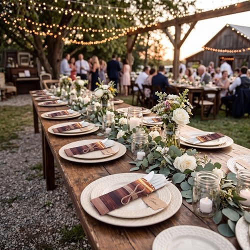 400 Pcs Wood Grain Wedding Supplies for 100 Guests Rustic Party - Image 4