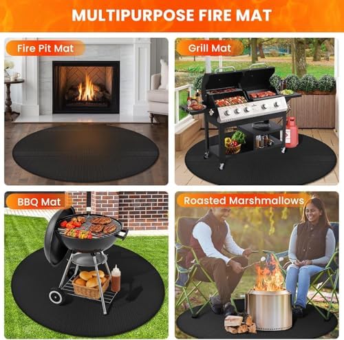 Fireproof Mat 2-Pack, Round Fire Pit Mat& Rectangle Grill Mat, 3-Layer Heat Resistant Deck Protector, Waterproof, Anti-Slip, for Patio, Grass & Outdoor Use (65"×36" & Round 36") - Image 6