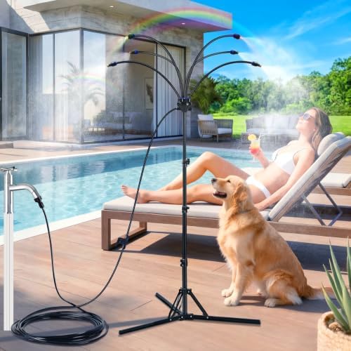 6-Nozzle Adjustable Standing Misters for Outside Patio - Stand Misting System for Cooling Outdoor Areas, Easy to Install & Maintain, Custom Coverage, Durable for Backyard Use. by KENSOSO