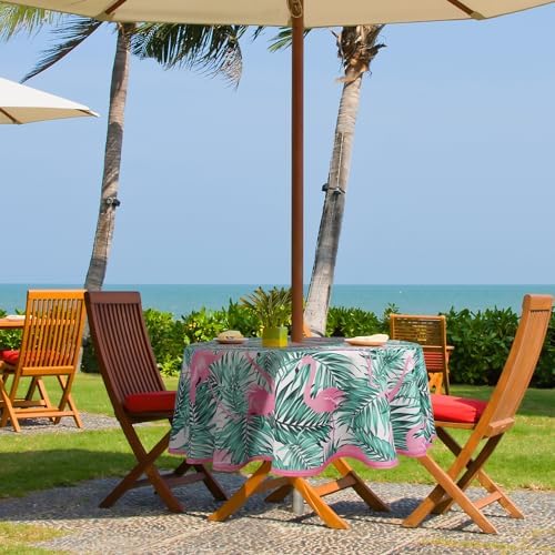 Round Outdoor Tablecloth with Umbrella Hole Umbrella Tablecloth Patio Tablecloths with Zipper for Courtyards, Terraces, and Beaches 60 in - Image 2