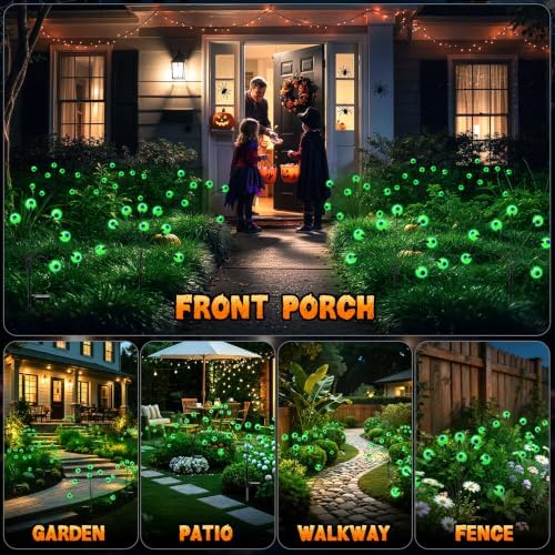Halloween Decorations Outdoor, 8Pack 64 LEDs Solar Eyeball Lights - Image 2