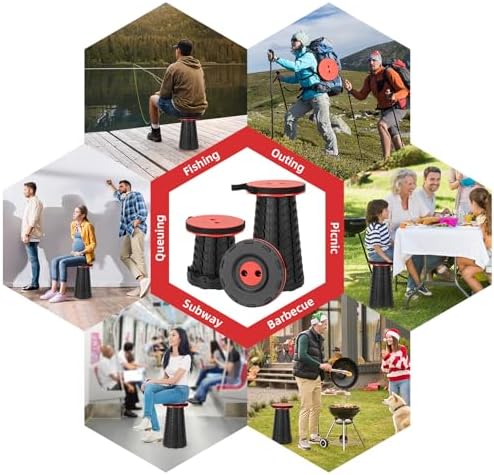 Qiguet Collapsible Folding Chair - Upgraded Portable Chair with 400lbs Load Capacity, Perfect for Camping, Fishing, Hiking - Folding Stool with Carrying Straps, Gift for Fisherman (Red) - Image 6