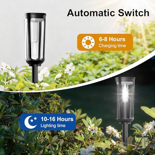 JEJOT Solar Pathway Lights Outdoor Waterproof, 4 Pack Solar Walkway Lights - Image 3