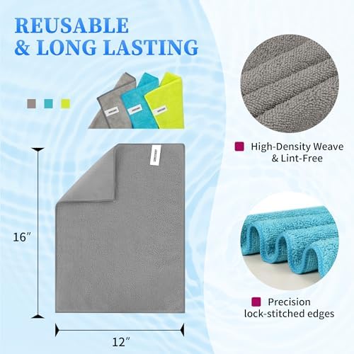 FIXSMITH Shop Towels-200 Pack, Multi-Functional Shop Rags, 12 x 16 in Microfiber Cleaning Cloth, Highly Absorbent Cleaning Rags, Cleaning Towels for Car Kitchen Home Office - Image 3