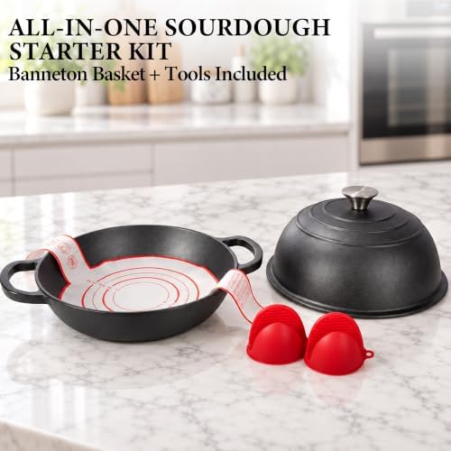 Cast Iron Dutch Oven for Bread Baking, 5.5QT Pre-Seasoned Bread Oven Set - Image 4