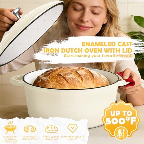 Enameled Cast Iron Dutch Oven Pot with Lid, 5QT Dutch Oven for Bread Baking - Image 5