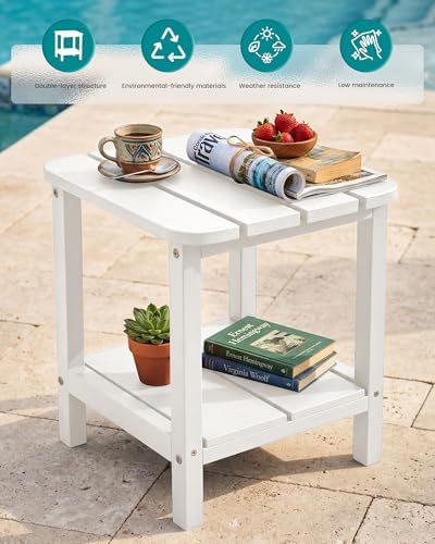 SERWALL HIPS Adirondack Side Set of 4, Table Rectangular End Table, White - Image 3