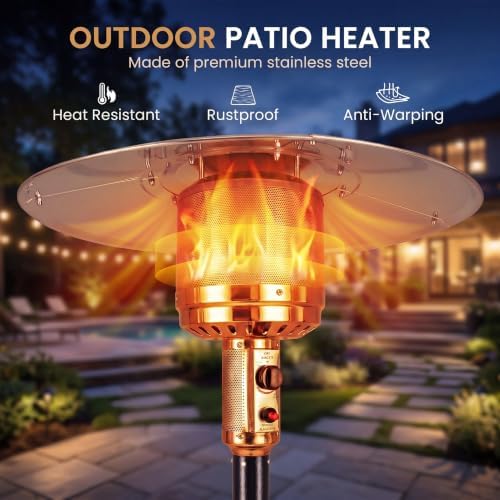 COSTWAY Outdoor Patio Heater, 47476 BTU Propane Heater with Stainless Steel Burner and Wheels, Triple Protection System, Standing Portable Outside Heater for Porch, Deck, Home and Commercial, Black - Image 7