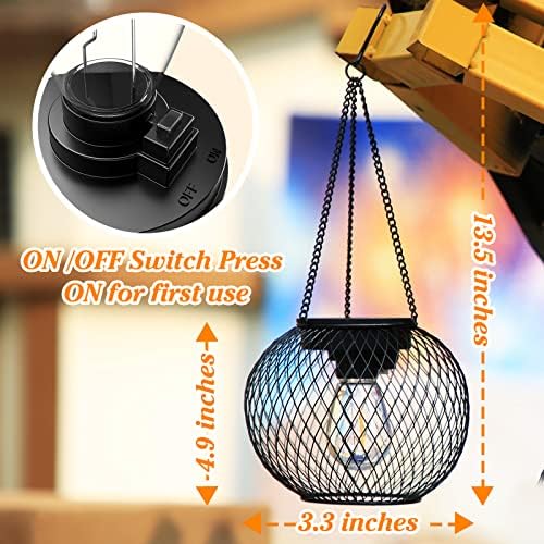 Solar Lantern Outdoor Waterproof,Hanging Solar Lights,2 Pack,Black - Image 2