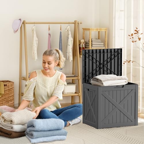 PatioZen 32 Gallon Resin Deck Box, Lockable Outdoor Storage Box for Patio Cushions Storage Furniture,Garden Tools, Pool Supplies, Weatherproof and UV Resistant (Black) - Image 2
