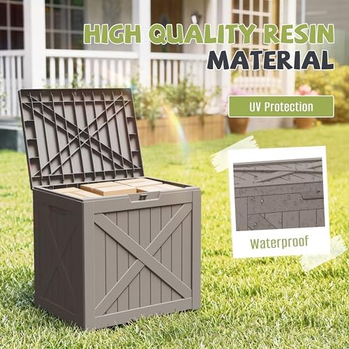 PatioZen 32 Gallon Package Delivery Box, Waterproof Outdoor Package Delivery Box with Lid, UV-Resistant Resin Storage Bench for Patio Furniture, Garden Tools, Cushions, Pool Accessories(Grey) - Image 4