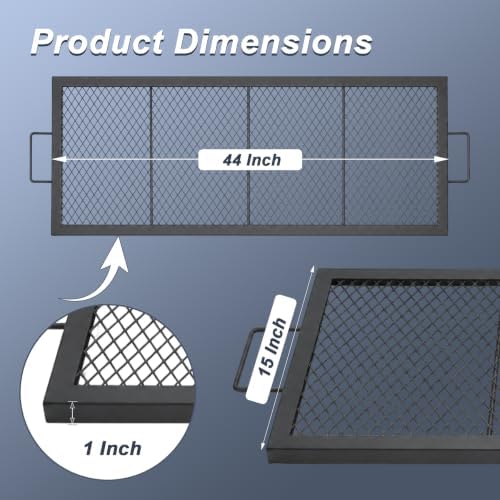 44 Inch Rectangle Fire Pit Grill Grate for Outdoor Campfire, Gathering - Image 2