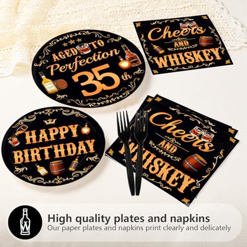 96 Pcs Thirty Fine Birthday Decoration Aged To Perfection 35th Plates - Image 3