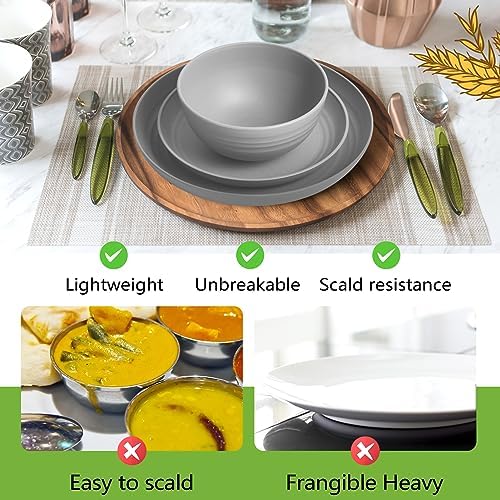 Teivio 32-Piece Plates and Bowls Sets for 8, Light Gray Dinnerware Sets - Image 6