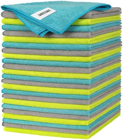 FIXSMITH Microfiber Cleaning Cloth - Pack of 24, Multi-Functional Cleaning Towels, Size: 12 x 16 in, Highly Absorbent Cleaning Rags, Lint-Free, Streak-Free Cleaning Cloths for Car Kitchen Home Office by FIXSMITH