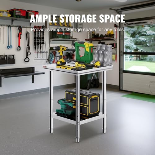VEVOR Stainless Steel 24 x 24 x 32 Inch Commercial Kitchen Prep Work Table - Image 4