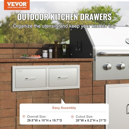 VEVOR Outdoor Kitchen Drawers 30"W x 10"H x 20"D Stainless Steel - Image 4