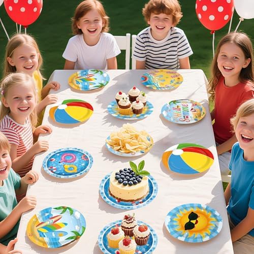 60 Pcs Beach Pool Party Paper Plate 7" Heavy Duty for Summer - Image 5