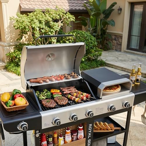 ZH3004S Premium Gas Grill and Pizza Oven Combo Silver & Black - Image 2