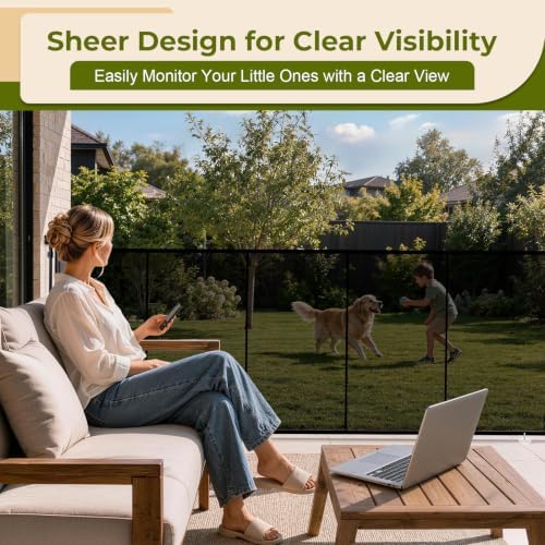 180" Extra Wide Retractable Baby Gates Dog Gate, 47" Tall Child Pet Safety Gate with Reinforced Strips for Stairs, Extra Long Garage Gates Mesh Fence for Driveway Decks Patio Outdoor Indoor - Image 5