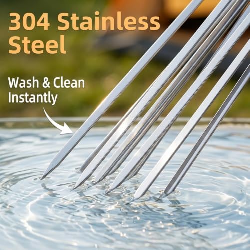 25 Pack Flat Non-Slip Stainless Steel Skewers - Image 4