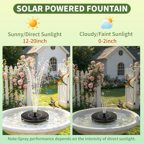 Solar Fountain Water Pump for Bird Bath, New Upgraded Mini Solar Powered Fountain Pump 1.5W Free Standing Solar Panel Kit Water Fountain for Garden, Pond, Pool, and Outdoor - Image 5