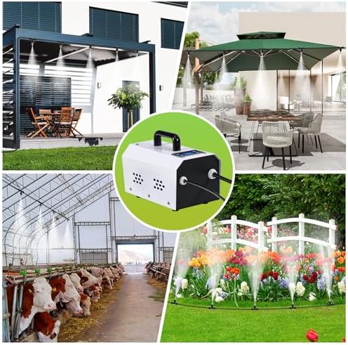 Outdoor Misting Cooling System High Pressure Misters for Outside Patio with Pump Kit, 65.6FT Misting Line with Brass Mist Nozzles Self Priming Sprayer Misters for Chicken Coop Garden Greenhouse - Image 4