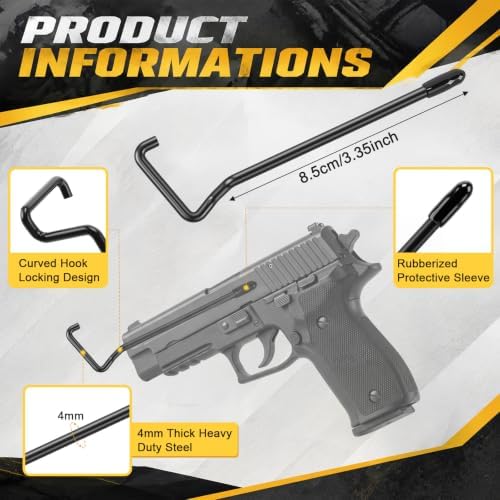Yaocom 10 Pcs Pistol Display Holder Slatwall Handgun, Right Hook Style - Image 2
