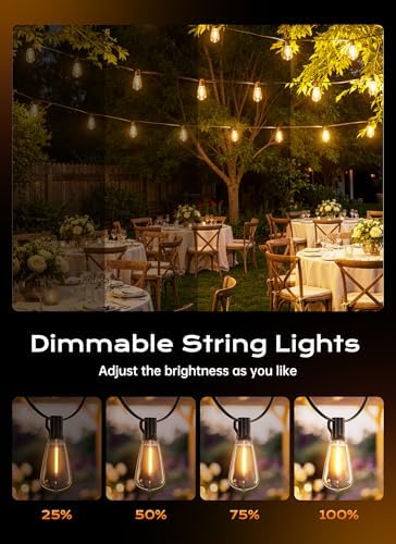 Minetom 55FT Outdoor String Lights with Remote, ST38 Patio Lights Dimmable - Image 2